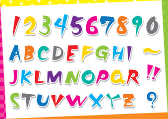 カラフルなポップな英数字のセット