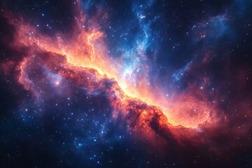 Fototapeta premium Colorful space galaxy cloud nebula. Starry night cosmos. Supernova background