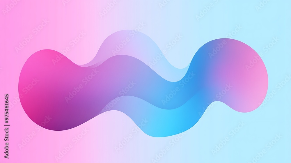 Aufkleber dusk to dawn harmony: minimalist abstract vector art with magenta and sky blue overlapping shapes on