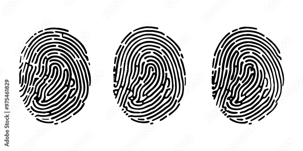 Poster set of fingerprint for design, security pattern.