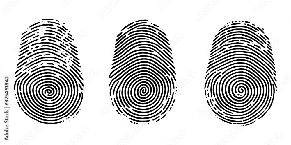 Poster fingerprint or thumbprint set isolated. set fingerprint scanning icon sign