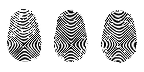 fingerprint or thumbprint set isolated. Set fingerprint scanning icon sign