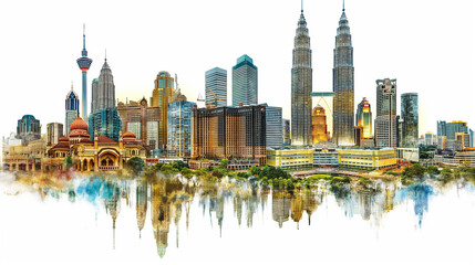 Travel collage of famous places of the Malaysia, Element for Advertisement, postcard, poster