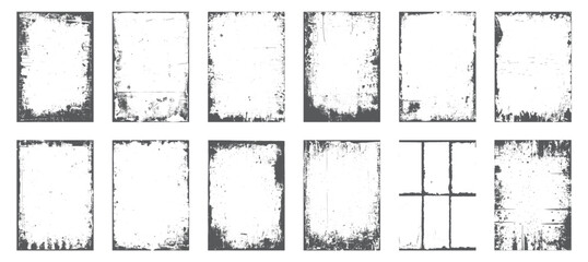 Grunge frame border texture on isolate background. Old grunge frame with dust texture. Old vintage paper cover overlay vertical frame 