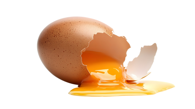 broken egg isolated on white