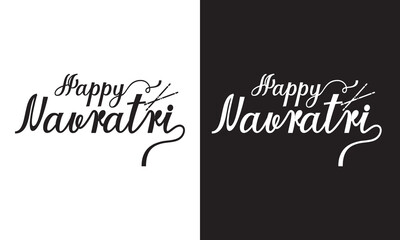 Happy Navratri. Vector typography set for banner design. Festival of India. Illustration of Navratri with beautiful calligraphy.