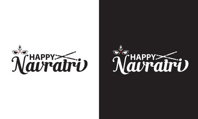 Happy Navratri. Vector typography set for banner design. Festival of India. Illustration of Navratri with beautiful calligraphy.