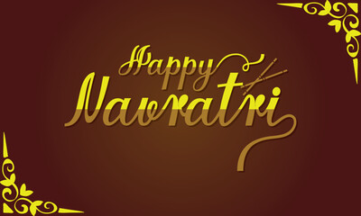 Happy Navratri. Vector typography set for banner design. Festival of India. Happy Navratri Greeting card poster, banner. Vector Illustration. EPS 10