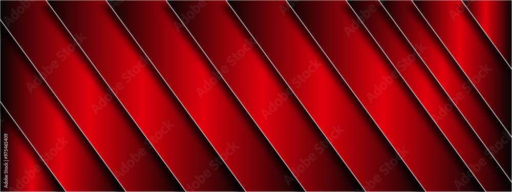Poster red diagonal stripes with metallic shine - abstract geometric vector illustration featuring bold gra