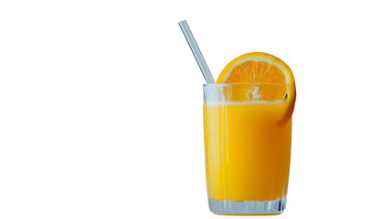 Fresh glass of orange juice isolated on white background
