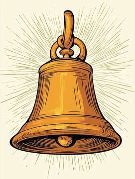 recommend clip art: Cartoon illustration of a bell in line art style raster format