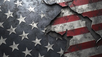 A cracked and weathered American flag.