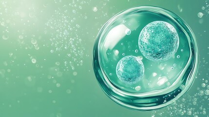 Bio Stem Cells Research - Mint Liquid Droplet and Bubble Illustration