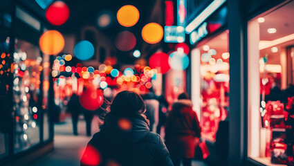 Fototapeta premium people shopping in winter illustration.