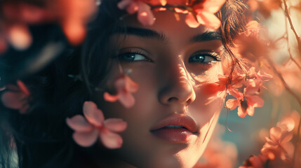 Obraz premium The Flower’s Embrace: Capturing Feminine Grace