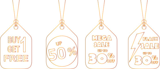 Price tag icons sale set. line art style. Vector illustration	
