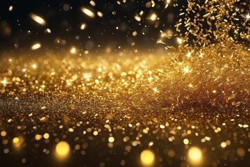 An explosion of liquid gold glitter. A great background for New Year's holidays, Merry Christmas and New Year greetings.