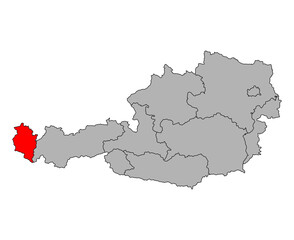 Austria of Vorarlberg map symbol shape, travel web flat concept icon symbol vector illustration
