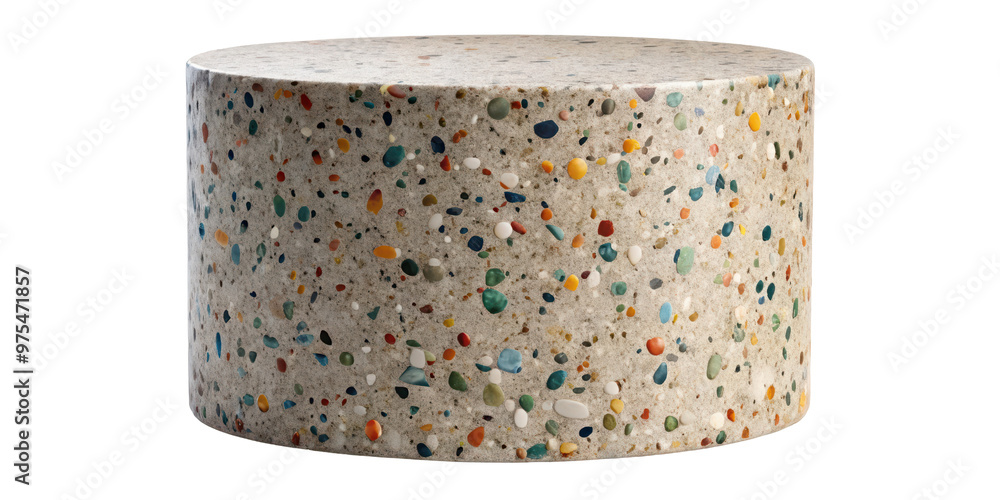 Poster large terrazzo pedestal with multicolored aggregate, offering a dynamic and modern design. perfect f