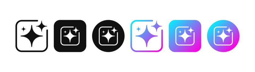 Artificial intelligence stars app logo colorful icon set. Create generate prompt ai application symbol collection vector illustration