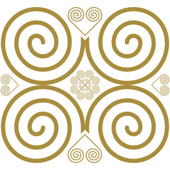 Ethnic fabric pattern, snail pattern, gold tone, used for printing to assemble clothes and other things as needed.