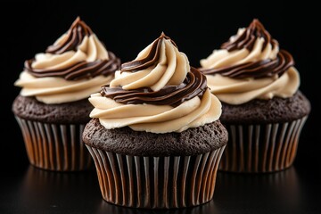Chocolate cupcakes with cream frosting 