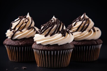 Chocolate cupcakes with cream frosting 
