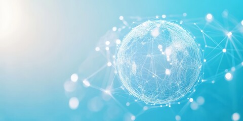 Obraz premium Globe with interconnected lines on a light blue background