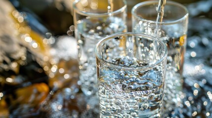 Highlighting the significance of clean safe drinking water with advanced filtration. Concept Clean Water Access, Safe Drinking Water, Advanced Filtration, Water Quality, Public Health