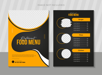 Double sided modern restaurant food menu design template
