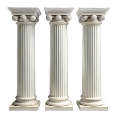 Obraz premium Three white pillars isolated on transparent background