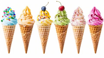 PNG Dessert ice cream cone food cut out element set