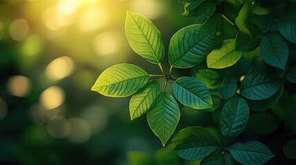 Captivating Blurry Green Foliage with Sunlight Filtering Through for Nature and Outdoor Themes