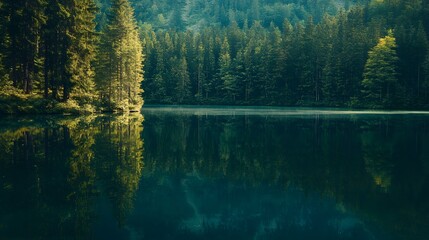 Fototapeta premium Serene Forest Lake Reflection