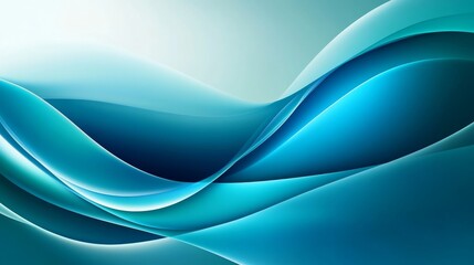 Obraz premium Abstract Blue Waves - Gradient, Smooth Lines, Depth, abstract, background, wallpaper