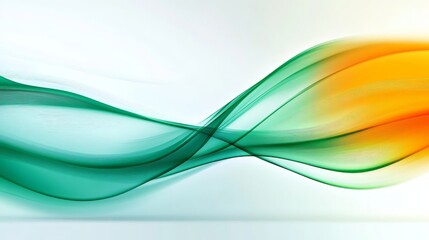 Abstract Green and Orange Waves on White Background, abstract art, digital art, graphic design