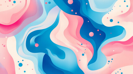 A colorful background with blue and pink shapes.