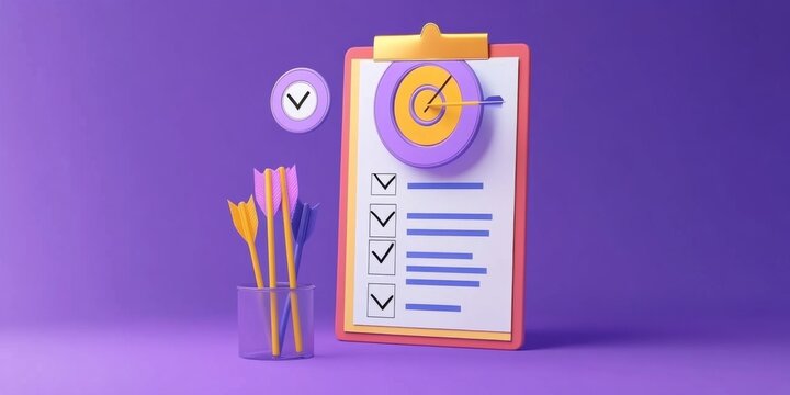 Assignment target. Clipboard, checklist. Project task management and effective time. Check list document, paper check list and to do list with checkboxes