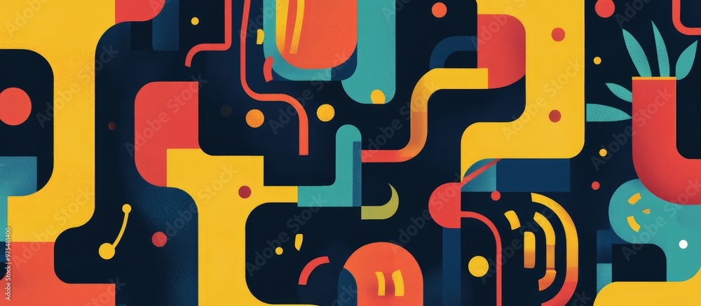 Poster abstract square maze designed for children engaging puzzle labyrinth with solution included flat ill