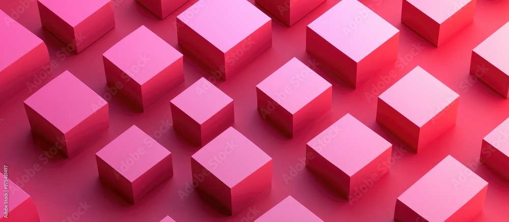 Poster vibrant magenta and neon pink 3d render showcasing a minimalistic modern flat lay product display fe