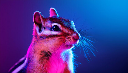 Obraz premium squirrel in a neon light studio