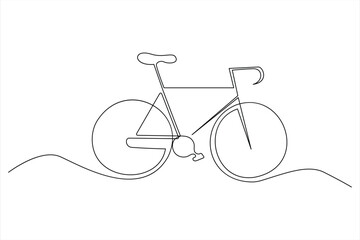 Continuous one line drawing of bicycle outline vector art illustration isolated on white background