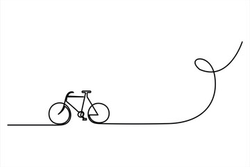 Continuous one line drawing of bicycle outline vector art illustration isolated on white background © MdOmar
