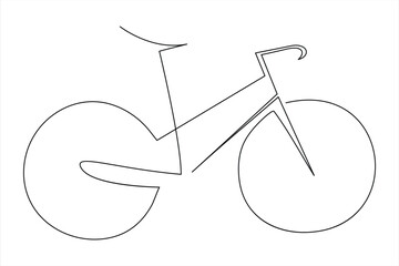 Continuous one line drawing of bicycle outline vector art illustration isolated on white background © MdOmar