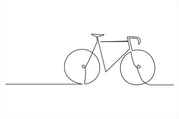 Continuous one line drawing of bicycle outline vector art illustration isolated on white background © MdOmar