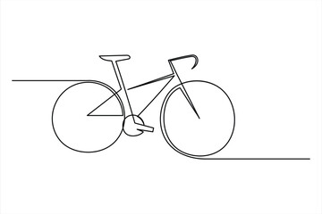 Continuous one line drawing of bicycle outline vector art illustration isolated on white background © MdOmar