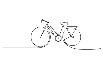 Continuous one line drawing of bicycle outline vector art illustration isolated on white background © MdOmar