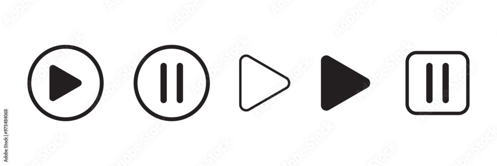 Poster set of pause icon symbol vector on white background