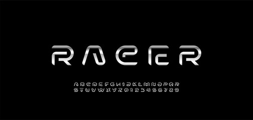 Obraz premium Modern font silver alphabet from segment line