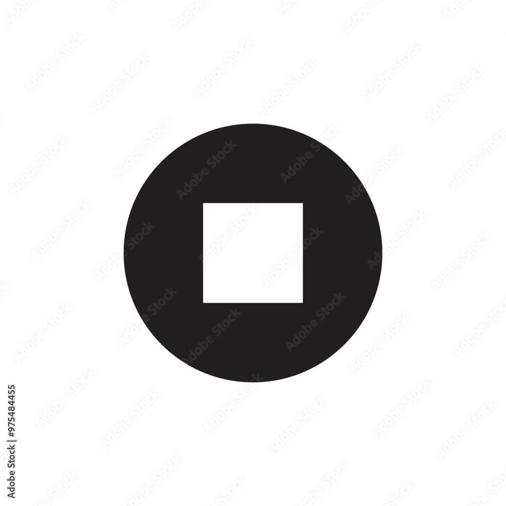 Poster pause button icon vector symbol in black outline.